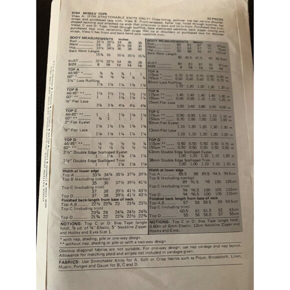 Vogue Misses Top Sewing Pattern 9764 Sz 12 - Uncut - Picture 7 of 10